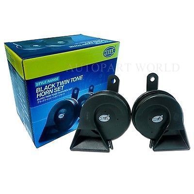 Genuine oem black twin hella horn 3fh007728-831 bmw benz volvo lexus toyota ford