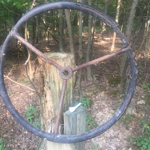 Vintage 3 spoke 17&#034; keyway steering wheel military truck tractor boat