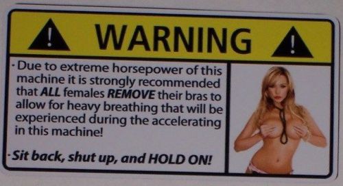 Pair boob warning remove bra high hp truck off road mud sexy sticker decal 3x6