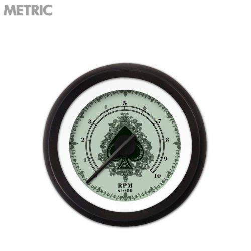 Tachometer gauge - spade series, black modern needles, black trim rings mac