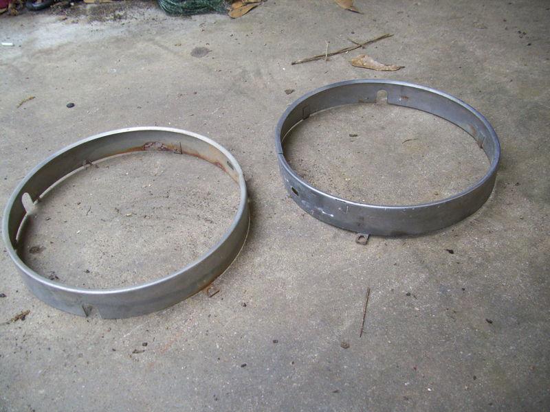 1970 trans am firebird front lights chrome retaining ring large dia.