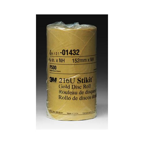 3m 6" 500 grit stikit psa gold sandpaper sanding disc roll 175 in a box 1432