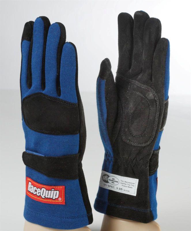Racequip 355025 blue/black 2-layer sfi 3.3/5 nomex/leather 355 gloves -