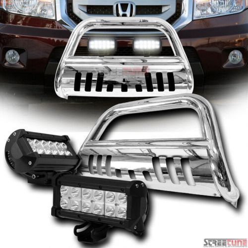 For 09-15 Honda Pilot Stainless Chrome Bull Bar Guard W/36W Cree LED Fog Lights, US $254.00, image 3