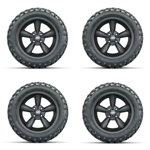 Golf cart gtw 14" godfather matte grey wheel | 23x10-14 rogue at tire | 4 set