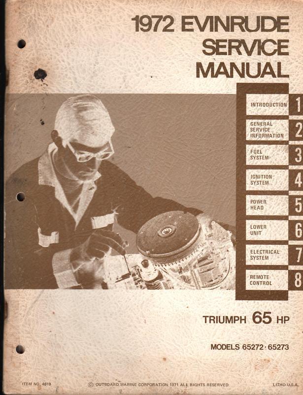 1972 evinrude outboard motor triumph 65 hp service manual (975)