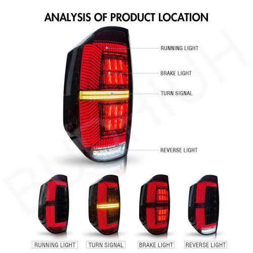 Tail Lights For 2014-2021 Toyota Tundra LED Sequential Signal Brake Lamps Smoke, US $352.99, image 8