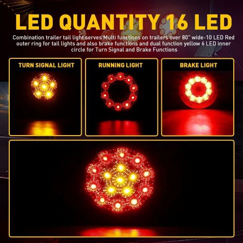 2x 4inch Round LED Truck Trailer Stop Turn Brake Tail Lights Reverse Waterproof, US $24.51, image 2