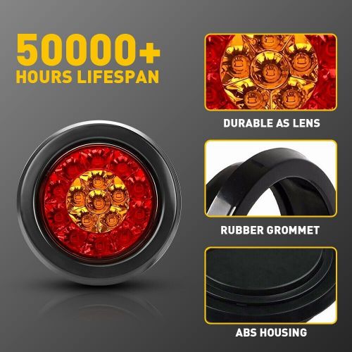 2x 4inch Round LED Truck Trailer Stop Turn Brake Tail Lights Reverse Waterproof, US $24.51, image 3