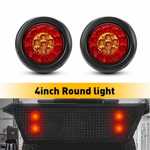 2x 4inch Round LED Truck Trailer Stop Turn Brake Tail Lights Reverse Waterproof, US $24.51, image 7