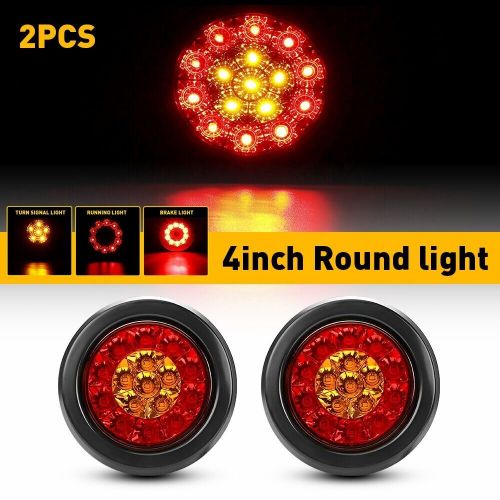 2x 4inch Round LED Truck Trailer Stop Turn Brake Tail Lights Reverse Waterproof, US $24.51, image 11