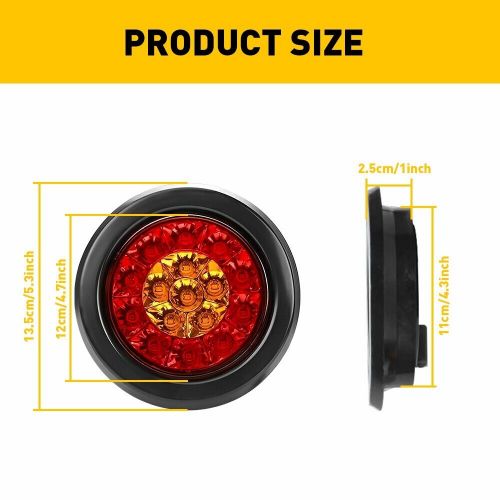 2x 4inch Round LED Truck Trailer Stop Turn Brake Tail Lights Reverse Waterproof, US $24.51, image 12