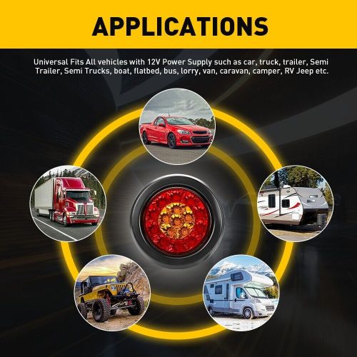 2x 4inch Round LED Truck Trailer Stop Turn Brake Tail Lights Reverse Waterproof, US $24.51, image 14