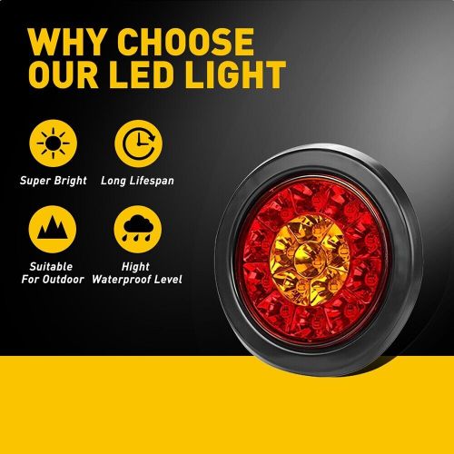 2x 4inch Round LED Truck Trailer Stop Turn Brake Tail Lights Reverse Waterproof, US $24.51, image 15