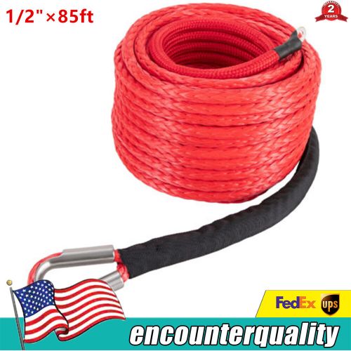 Orange 1/2x85ft Synthetic Winch Rope w/ Hook 31500LBS Car Tow Recovery Cable Tow, US $87.09, image 11