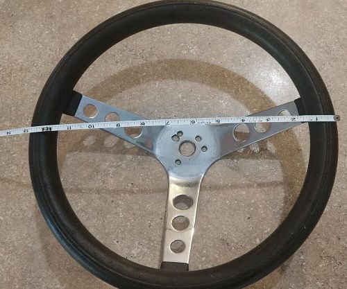 Vintage 13" Foam Grip Black + Chrome Steering Wheel 3 Spoke Deep Dish, US $20.00, image 2