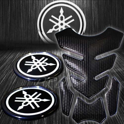 4PC Perforated Black Fuel Tank Pad+3D 2.5" Yamaha Reflective Logo Emblem Sticker, US $24.77, image 8