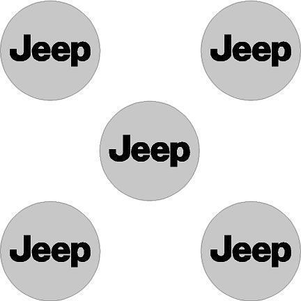 Jeep wheel center cap rim overlay decal stickers set of 5 decals rims grey black