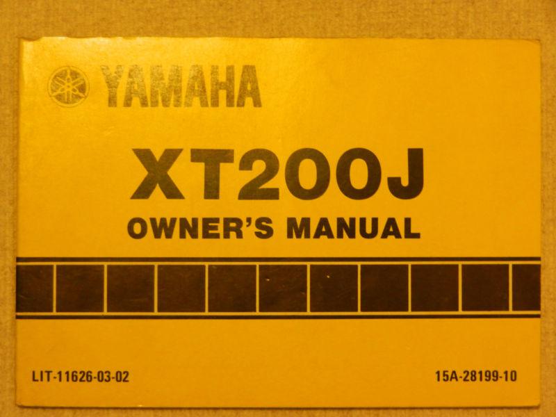Owner's manual – 1982 xt200 (xt200j) – yamaha – lit-11626-03-02 - new