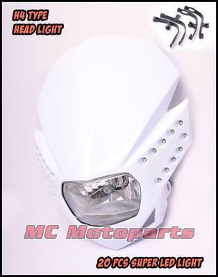 Head light motorcycle streetfighter naked bike white