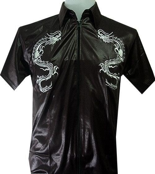 New vintage yakuza dragon embroidered punk biker shirt jacket brown mens sz m