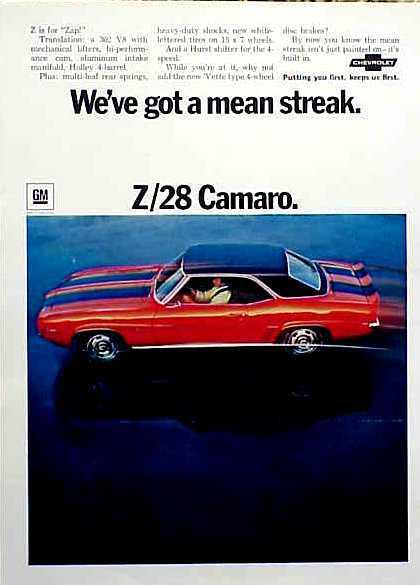 1969 1968 chevy camaro z28 original old ad   c my store 4more ads  5+= free ship