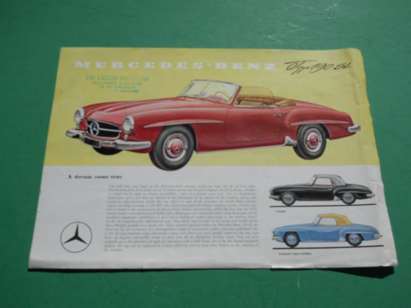  orig. 1955 mercedes benz 190sl automobile dealer brochure