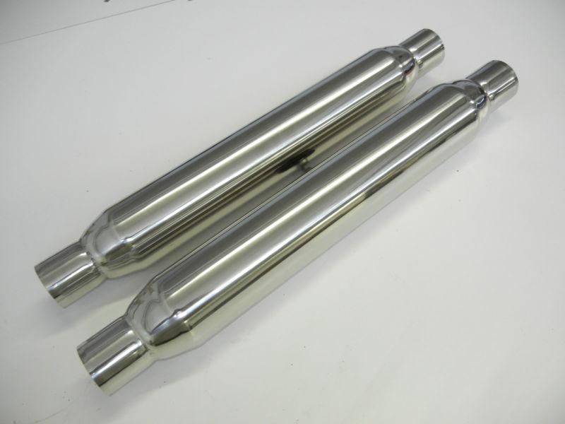 2 walker thrush glasspack glass pack muffler polished stainless steel exhaust 