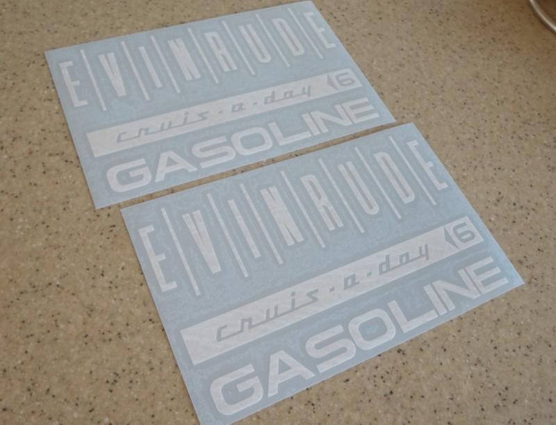 Evinrude crus-a-day vintage 6 gal tank decal 2-pak free ship + free fish decal!