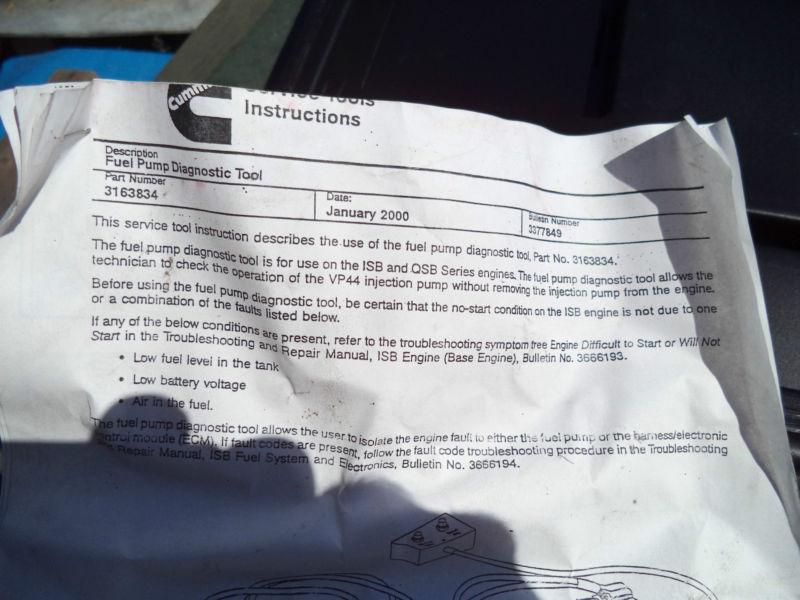 MILLER TOOL 3163834 SPECIAL FUEL PUMP TESTER FOR CUMMINS RAM TRUCKS, US $40.00, image 2