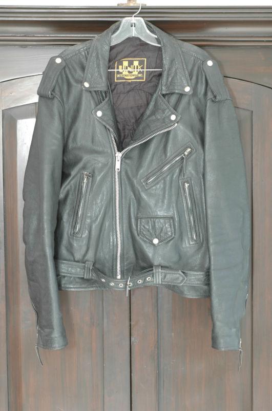 Mens motorcycle jacket leather harley chopper biker 48 unik xl very heavy horse