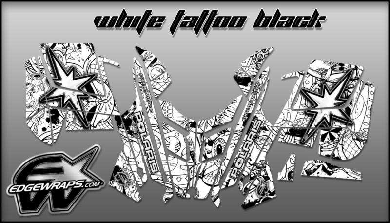 Polaris pro-rmk rush custom graphics kit -  white tattoo black