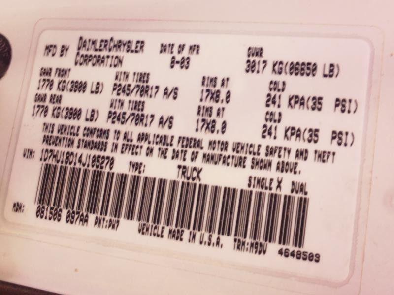 Purchase 04 DODGE RAM 1500 PICKUP ENGINE 5.7L VIN D 724310 in Rockford