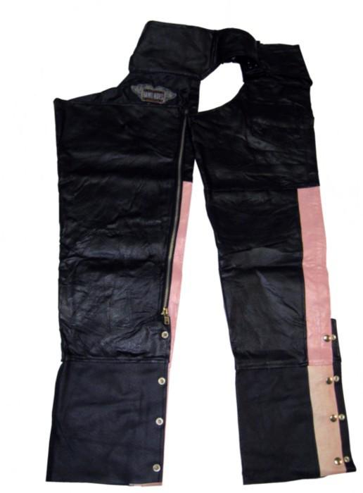 Ladies black/pink patched leather motorcycle harley davidson kawasaki honda yam*