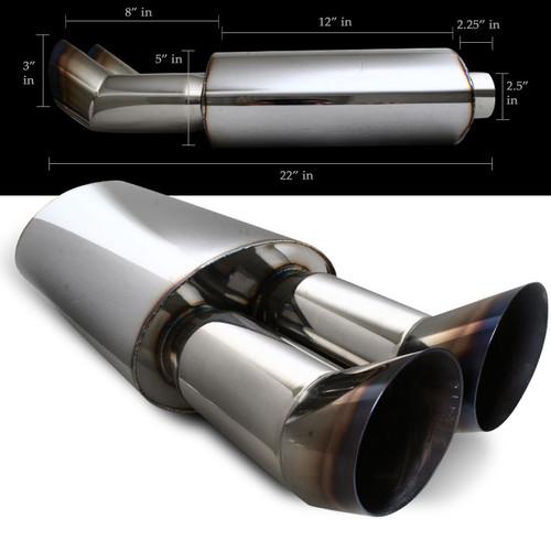 Buy UNIVERSAL RS Type 4" SLANT BLUE TIP MUFFLER EXHAUST W/ ADJUSTABLE