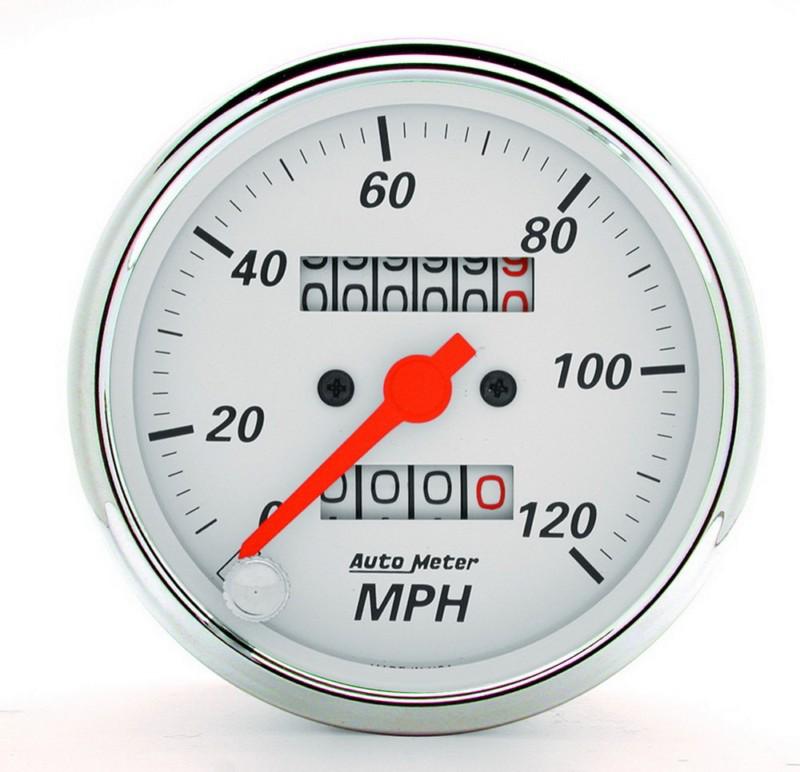 Auto meter 1396  arctic white 0-120 mph 3 1/8"  mechanical speedometers -