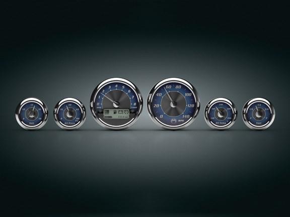 Medallion premium 6 gauges blue traditional face 04-13 harley touring flht fltr