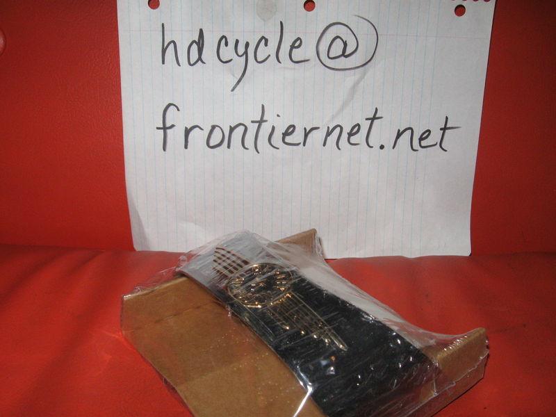 Harley brake tail light visor chrome w/ gold plated fatboy logo new