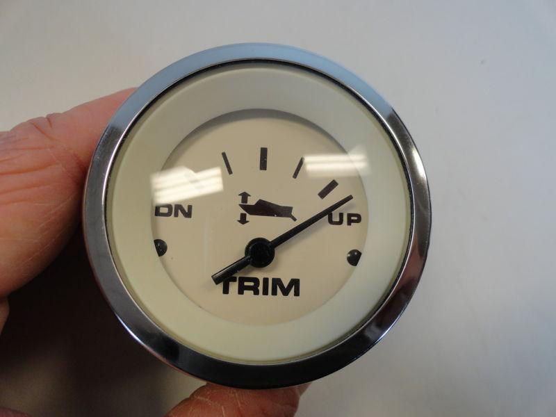 Teleflex trim gauge 62438 silver bezel / off white face marine boat
