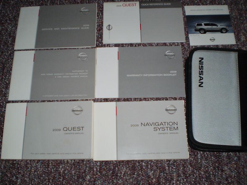 2009 nissan quest minivan van complete owners manual books nav guide case all