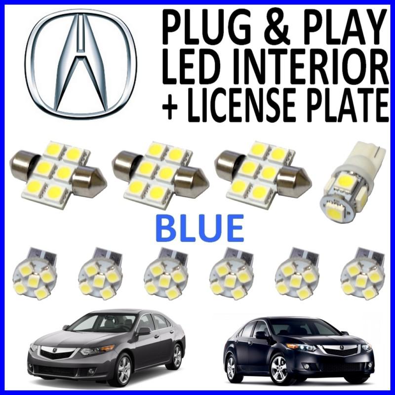10 piece super blue led interior package kit + license plate tag lights at1b