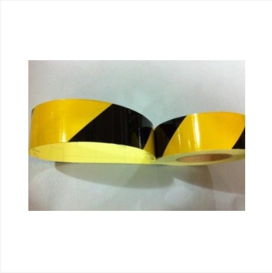 High quality reflective vinyl warning tape 2" x 118" black/yellow 5cmx300cm nice