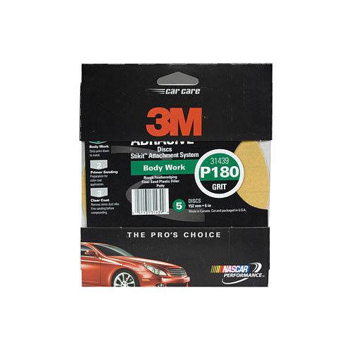 3m 6" 180 grit stikit psa gold abrasive sandpaper sanding disc 5 in a box 31439
