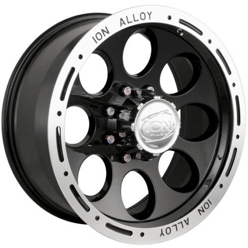 15x8 black alloy ion style 174 wheels 6x5.5 -27 lifted gmc canyon