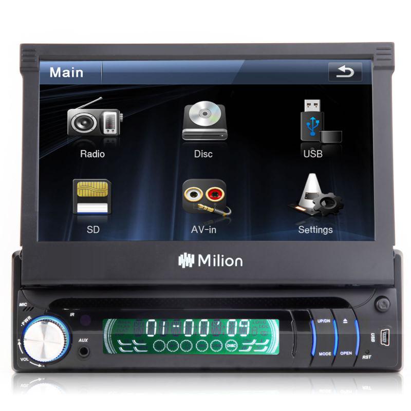 D1309 car dvd stereo player 1 din in dash detachable 7" monitor radio usb fm sd