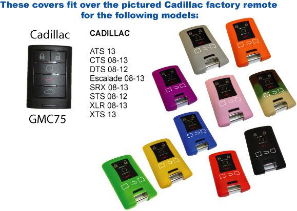 New cadillac corvette cts srx sts c7 keyless remote silicone cover - pick color