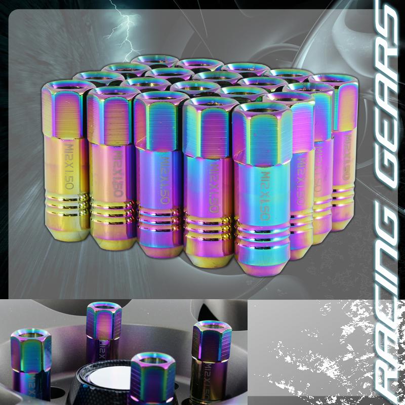 Anodized neo chrome m12 x 1.5mm wheel rim thread extended open end tuner lug nut