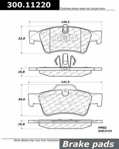 Centric 300.11220 brake pad or shoe, rear-premium semi-met pads w/shims
