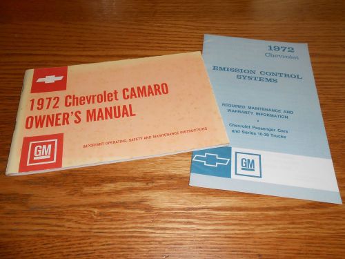 1972 chevrolet camaro orig. owner manual + 72 chevy warranty booklet ss rs z28