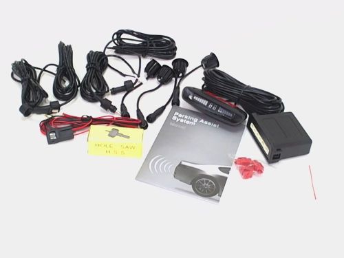 Rear back-up parking assist system kit w/ 4 sensors audible warning led display